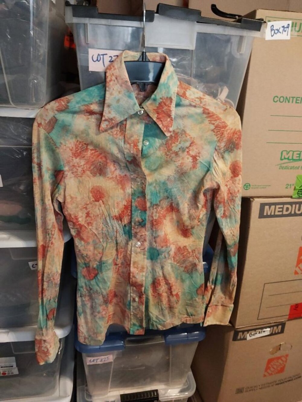 Vintage Elles Belles Long Sleeve Colorful Abstract Watercolor Tie dye Pattern M